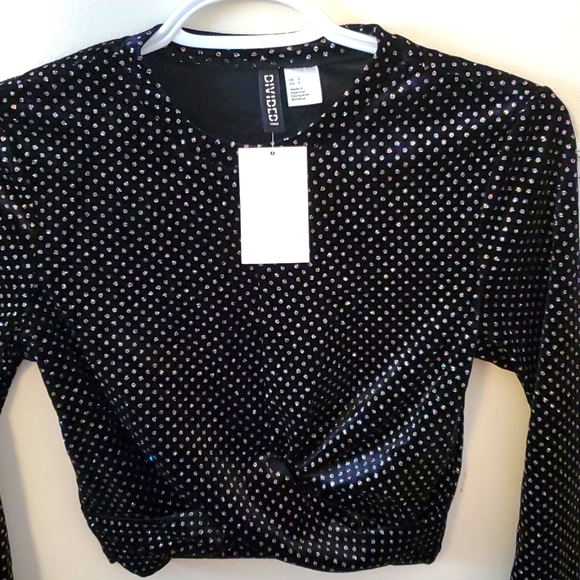 NW H&M Velour glitter Top, Full Sleeves, Size S - Picture 3 of 9